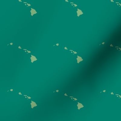 Hawaiian Islands silhouette - 3" block, green on viridian