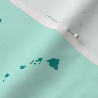 Hawaiian Islands silhouette - 3" block, teal on aqua