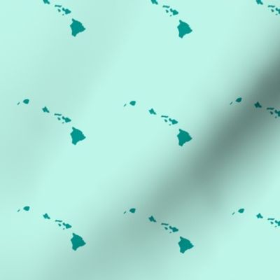 Hawaiian Islands silhouette - 3" block, teal on aqua