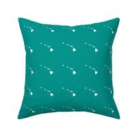 Hawaiian Islands silhouette - 3" block, white on teal