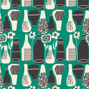 Mid-Century Flowers ~ Green