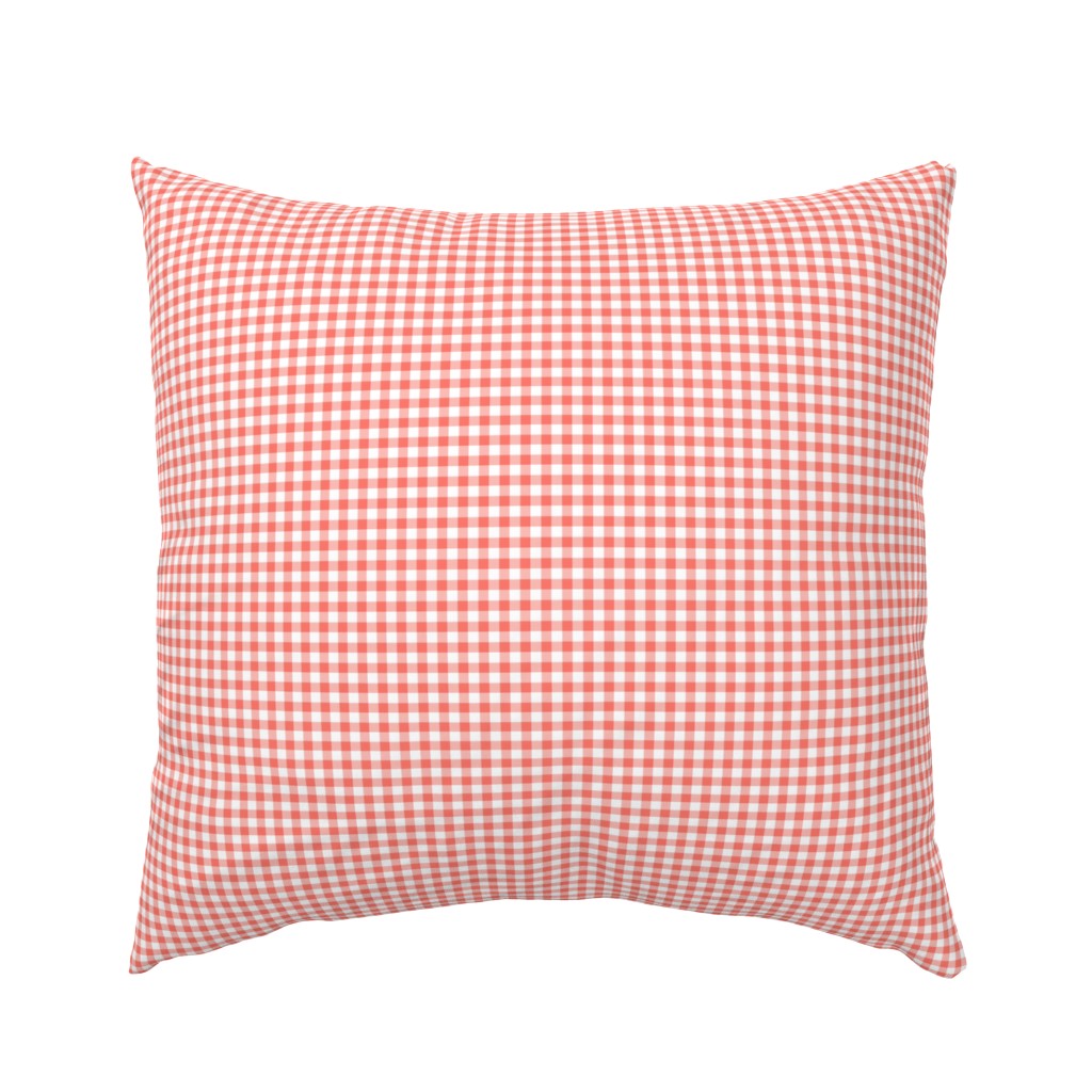 small coral white gingham