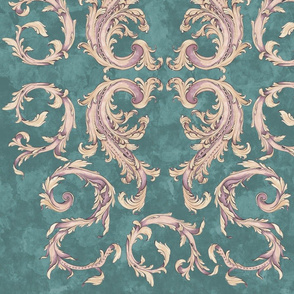 Roccocco Acanthus - Teal Blue