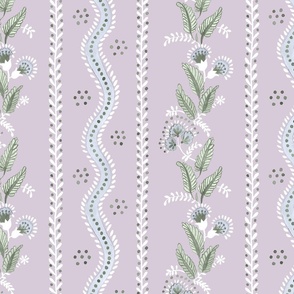 Blue Greens on Lilac Emma Stripe