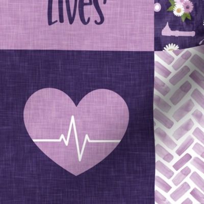Nurses Change Lives  - Nurse patchwork wholecloth - purple - C21