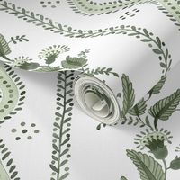 Olive Green on White  Emma Stripe