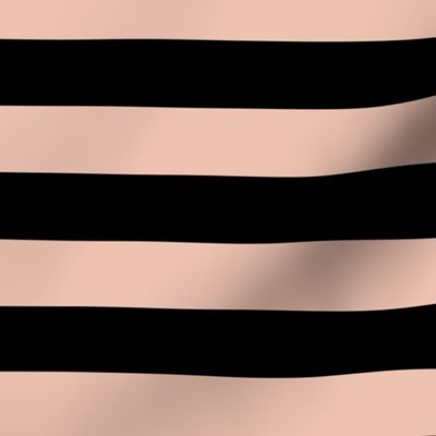 Large Peach Blush Awning Stripe Pattern Horizontal in Black