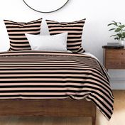 Large Peach Blush Awning Stripe Pattern Horizontal in Black