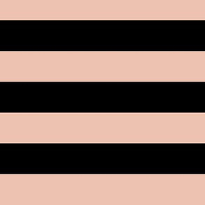 Large Peach Blush Awning Stripe Pattern Horizontal in Black