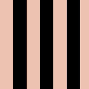 Large Peach Blush Awning Stripe Pattern Vertical in Black