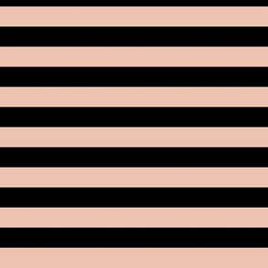 Peach Blush Awning Stripe Pattern Horizontal in Black