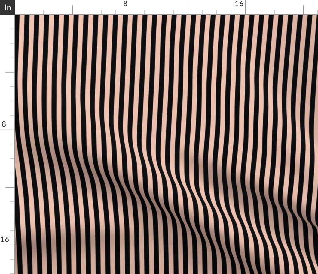 Peach Blush Bengal Stripe Pattern Vertical in Black