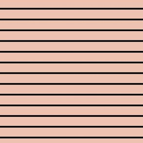 Peach Blush Pin Stripe Pattern Horizontal in Black