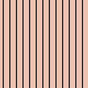 Peach Blush Pin Stripe Pattern Vertical in Black