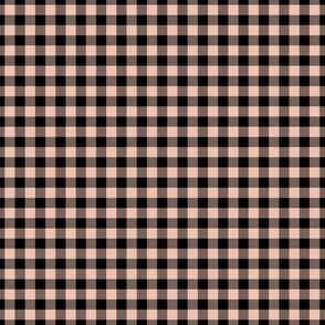Small Gingham Pattern - Peach Blush and Black