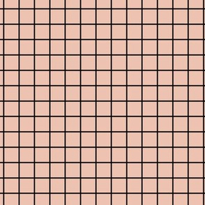 Grid Pattern - Peach Blush and Black