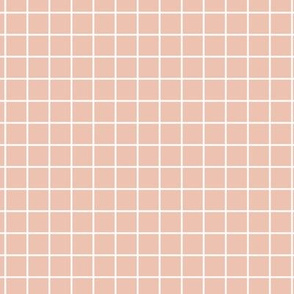 Grid Pattern - Peach Blush and White