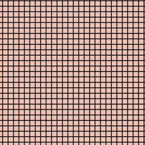 Small Grid Pattern - Peach Blush and Black