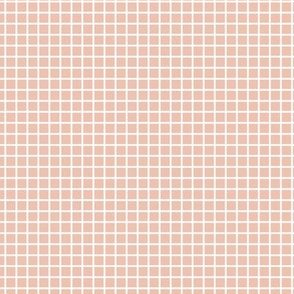 Small Grid Pattern - Peach Blush and White