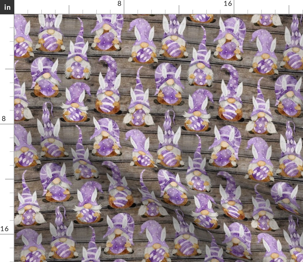 Purple Bunny Gnomes on Barnwood - small scale