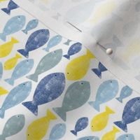 Go with the Flow Fish in Blue and Yellow - Small Scale