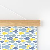 Go with the Flow Fish in Blue and Yellow - Small Scale