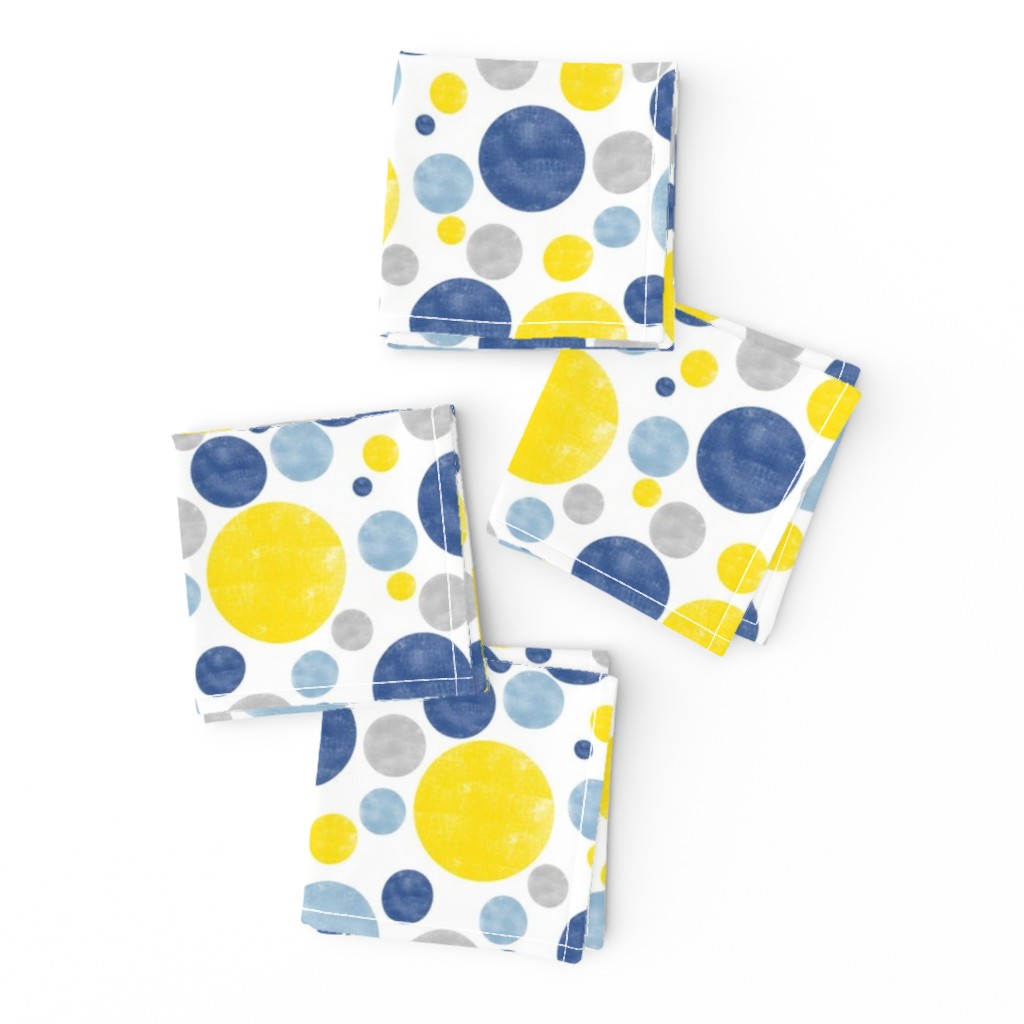 Going with The Flow Nautical Fish Polkadots in Blue and Yellow - Large Scale