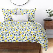Going with The Flow Nautical Fish Polkadots in Blue and Yellow - Large Scale