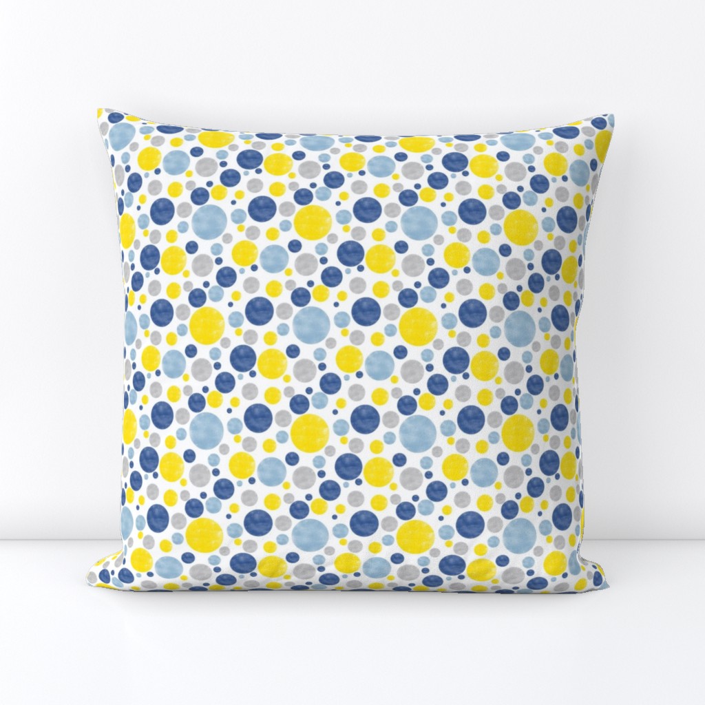 Going with The Flow Nautical Fish Polkadots in Blue and Yellow - Medium Scale