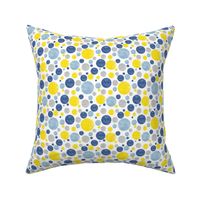 Going with The Flow Nautical Fish Polkadots in Blue and Yellow - Medium Scale