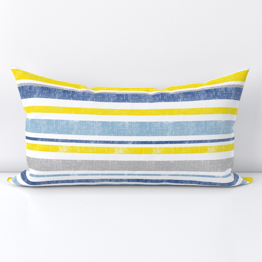 Going with The Flow Nautical Stripes in Blue and Yellow - Large Scale