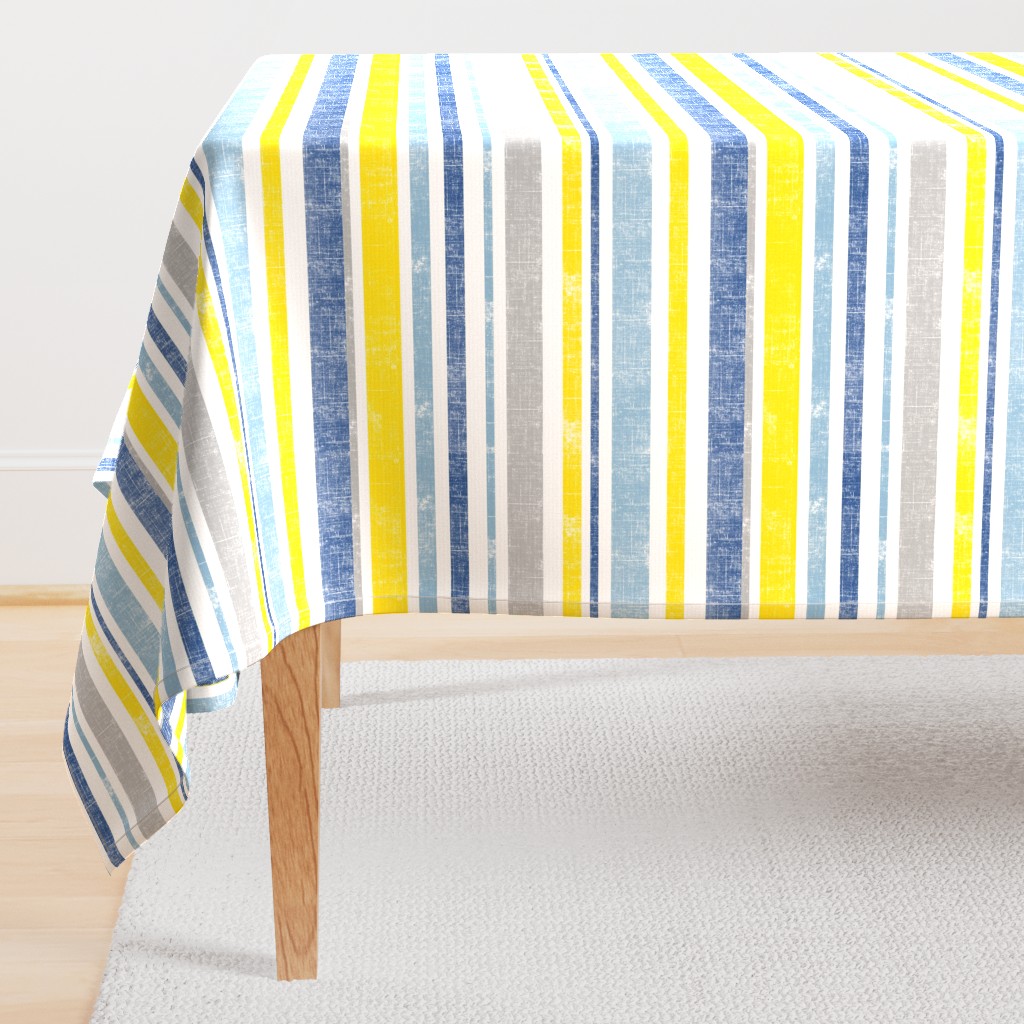 Going with The Flow Nautical Stripes in Blue and Yellow - Large Scale