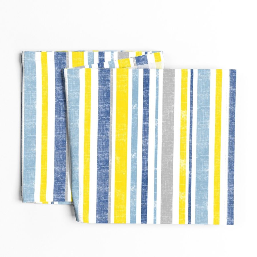 Going with The Flow Nautical Stripes in Blue and Yellow - Large Scale