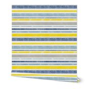 Going with The Flow Nautical Stripes in Blue and Yellow - Large Scale