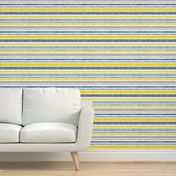 Going with The Flow Nautical Stripes in Blue and Yellow - Large Scale