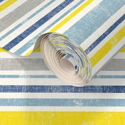 Going with The Flow Nautical Stripes in Blue and Yellow - Large Scale