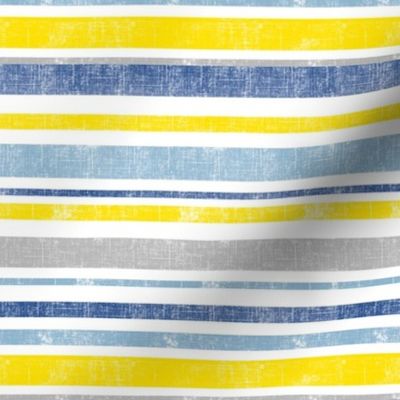 Going with The Flow Nautical Stripes in Blue and Yellow -Medium Scale