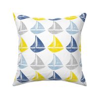 Going with The Flow Nautical Sailboats in Blue and Yellow -Large Scale