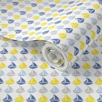 Going with The Flow Nautical Sailboats in Blue and Yellow -Small Scale