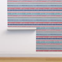 Going with The Flow Nautical Stripes in Coral and Blue - Large Scale