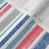Going with The Flow Nautical Stripes in Coral and Blue - Medium Scale
