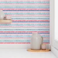 Going with The Flow Nautical Stripes in Coral and Blue - Medium Scale
