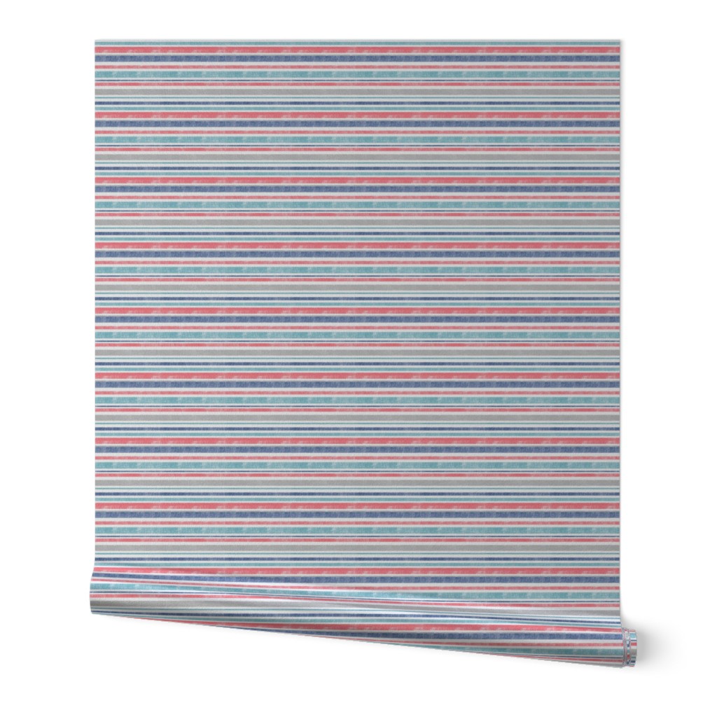 Going with The Flow Nautical Stripes in Coral and Blue - Small Scale