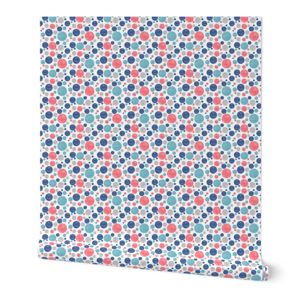 Going with The Flow Nautical Polkadots in Coral and Blue - Medium Scale
