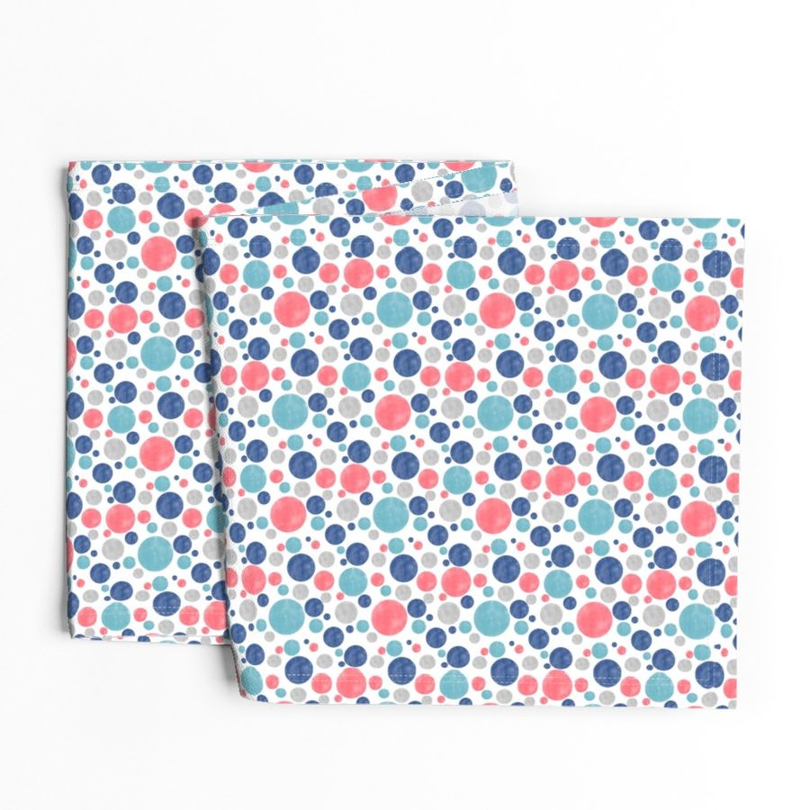 Going with The Flow Nautical Polkadots in Coral and Blue - Medium Scale