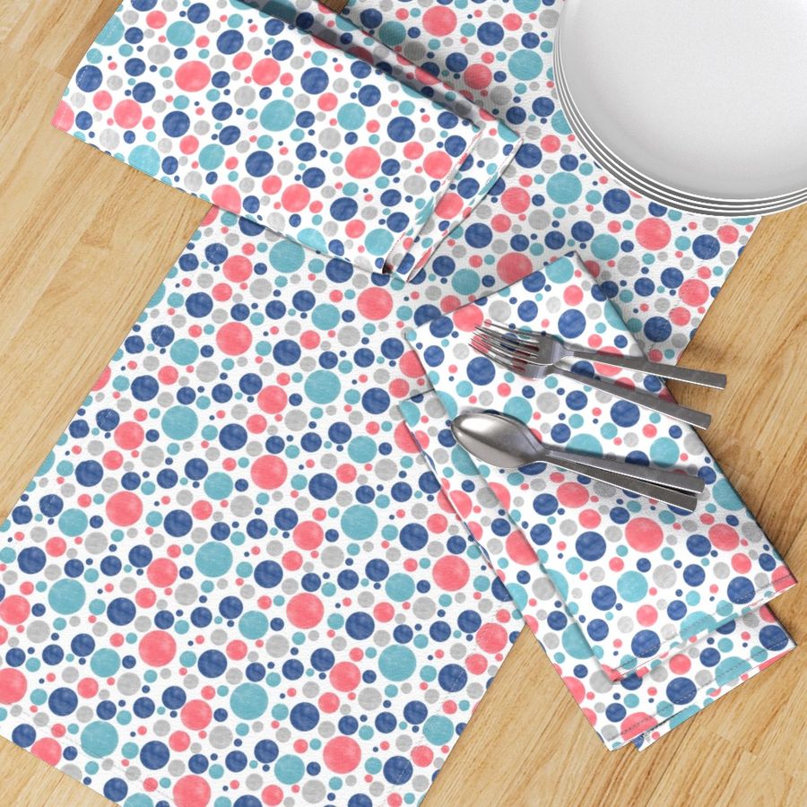 Going with The Flow Nautical Polkadots in Coral and Blue - Medium Scale