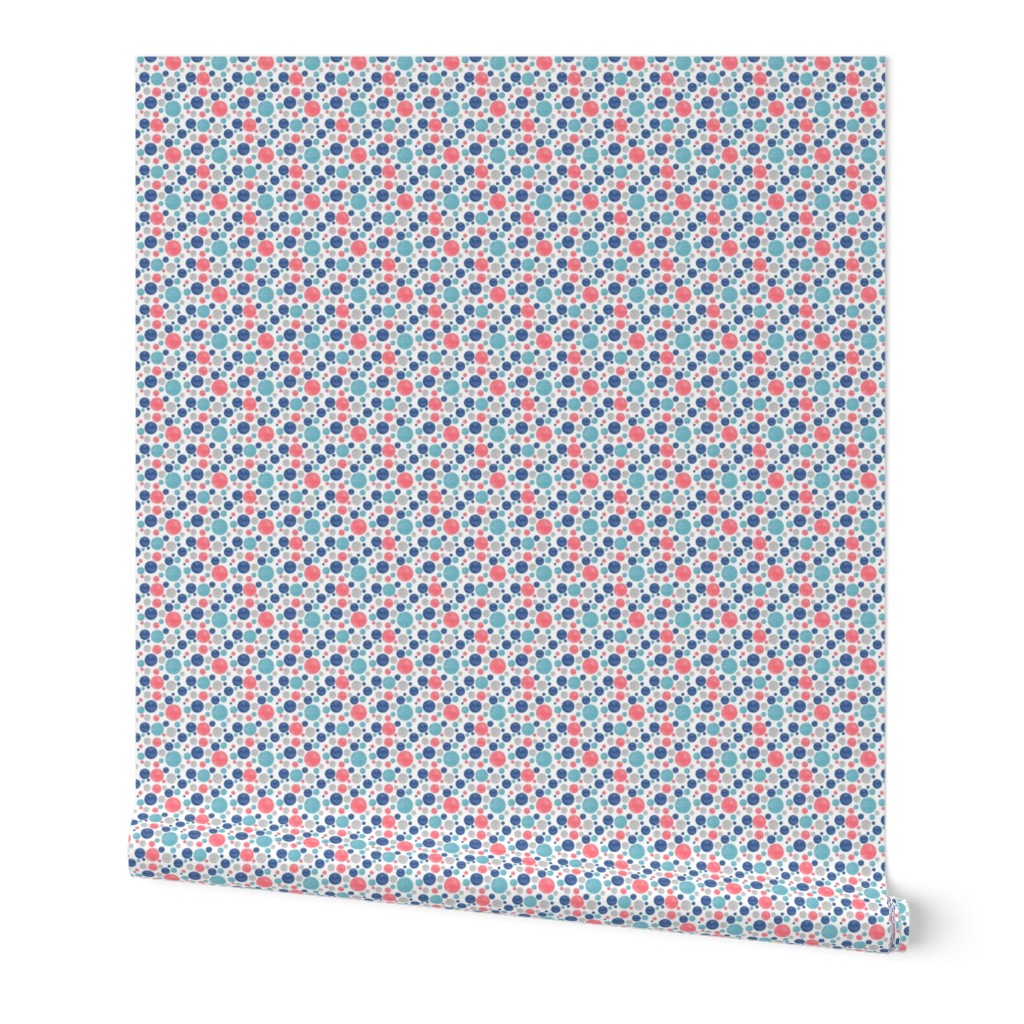 Going with The Flow Nautical Polkadots in Coral and Blue - Small Scale