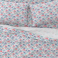 Going with The Flow Nautical Dolphins in Coral and Blue - Medium Scale