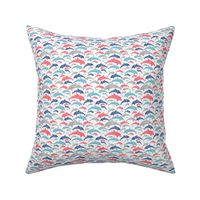 Going with The Flow Nautical Dolphins in Coral and Blue - Small Scale