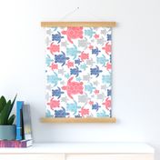 Going with The Flow Nautical Sea Turtles in Coral and Blue - Large Scale